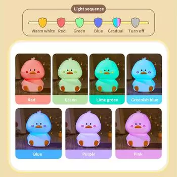 Rechargeable LED Night Light Cartoon Cute Duck Patting Silicone Lamp Bedroom Decor Sleeping Mood Light Children Gift Nightlight