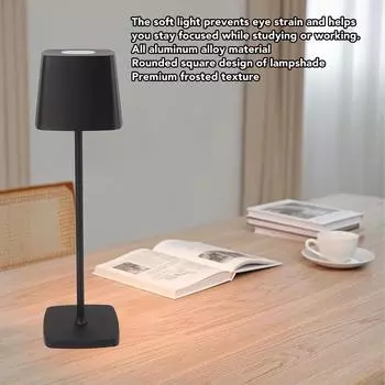Rechargeable Table Lamp Black Eye Protection 5200mAh 8?12 Hours Aluminum Bar Desk Lamp for Bedroom Studying Decoration