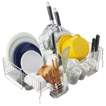 Recomendo Extendable Drainer Deep Stainless Made in Width x Depth Drainer Space Large Adjustable of Rack, Type, Steel, Japan, 20~37 57cm, Basket, серебряный