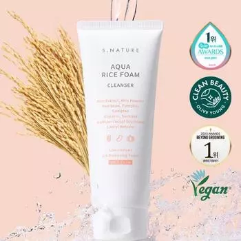 [Сверка нет. 1] S-Nature Aqua Rice Mildly Adic Cleansing Foam 160 мл, очищение от корейских бактерий