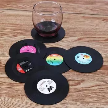 Record Coasters for Drinks Absorbent, Novelty 6 Pieces Vinyl Disk Coasters Effective Protection of The Desktop to Prevent Damage
