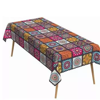 Rectangle Bohemian Mandala Tablecloth Ethnic Style Table Protecter Useful Table Cover Party S