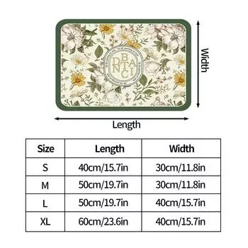 Rectangle Drain Pad Flower Pattern Table Coffee Mat Fast Dish Drying Mats Home Decoration Draining Placemat Kitchen Accessories 30 X 40cm