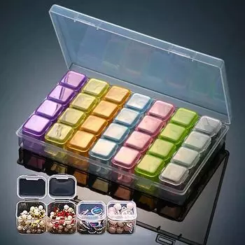Rectangle Open the Lid Pill Box Transparent Storage Box Jewelry Packaging Beads Storage Case розовый