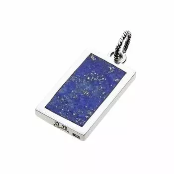 Rectangle Plate Pendant Lapis Lazuli 925 Silver p0727 [Cenote] [Silver Accessories]