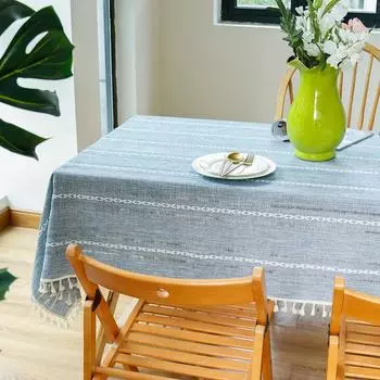 Rectangle Tablecloth Burlap Farmhouse Tables Cover Rustic Wrinkle Resistant Washable Kitchen Dining Room Table Cloths Decoration 90X90CM 1pc