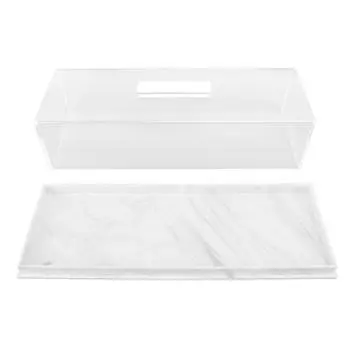 Rectangular Cake Tray Marble Grain Acrylic Multifunctional Dessert Serving Tray with Lid