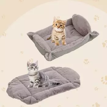 Rectangular Cat Dog Bed Cushion Goods This pet bed is made of soft and comfortable providing the best relaxation for your Warm and Cold Protection серый