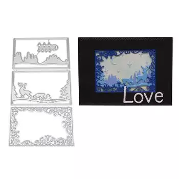 Rectangular Frame Moon Stars Deer Metal Silvery Stencil Embossing Cutting Dies For Diy Scrapbooking Paper Album Cards Making серебряный