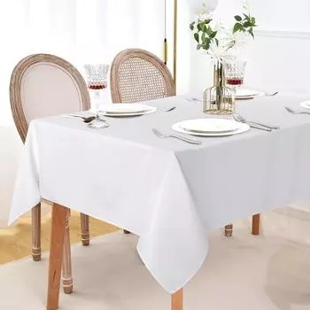 Rectangular Polyester Thicken Tablecloth Anti-Stain Anti-Wrinkle Table Cover,for Kitchen Dinner Party Wedding Buffet Feast Decor Round DIA 153cm белый