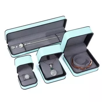 Rectangular PU Jewelry Box Black Edge Bracelet Storage Boxes Luxury Ring Gift Box Proposal 5*5*4.5cm зелёный