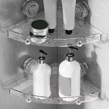Rectangular/Triangular Suction Cups Shower Shelves Punch Free Shower Shampoo Rack Kitchen Style AD