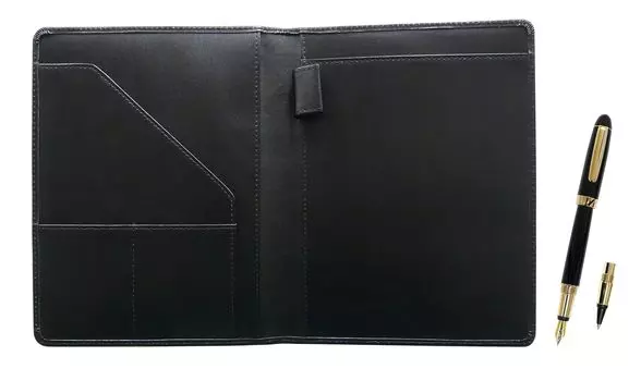 Recycled Cowhide B6 Business Holder Fountain Pen Exchange BP WX Ink Black Set (Same Structure) T23-LSB6BHA-WX-B чёрный