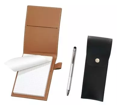 Recycled cowhide mini notebook cover Mocha with round button pen case black Smartphone touch rotary ballpoint pen set Silver 9 LS022PM-BRSB-TP04 серебряный