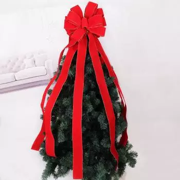Red 120cm Beautiful And Black Buffalo Check Christmas Bow Decorative Tree Topper 120cm Red Bow