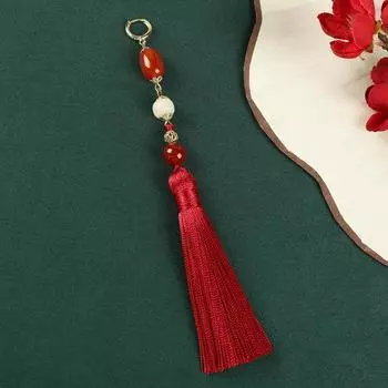 Red agate tassel long earrings niche retro earrings Chinese Hanfu earrings women