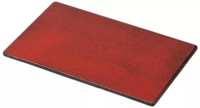 Red and Black Charcoal Rectangular Plate x x Appetizer Reinforced Setomonohonpo Three-Legged [28 17.6 2.4cm] Plate, Porcelain,