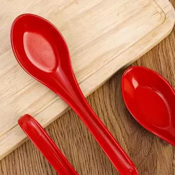 Red And Black Soup Spoons Spoon Plastic Bicolor With Hook Practical Portable Long Handle Anti Scalding Antiskid Kitchen Tools 1pcs