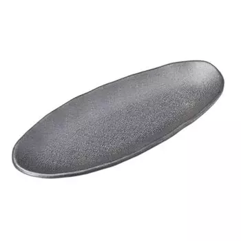 Red and silver oval tatara plate x 11 x Long plate [26.5 2.5 cm]