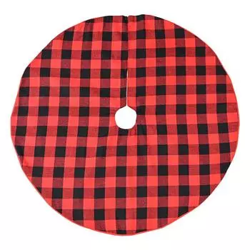 Red And Stylish Black Gingham Christmas Tree Skirt 90cm Beautiful Accessory Holiday
