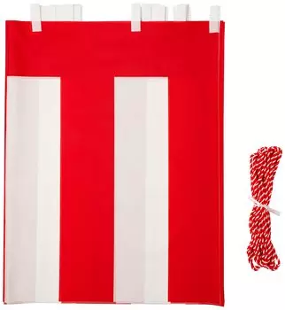 Red and white curtain height 90cm x length 1080cm Tetron Ponzi with red and white string (6 rooms) KH003-06IN