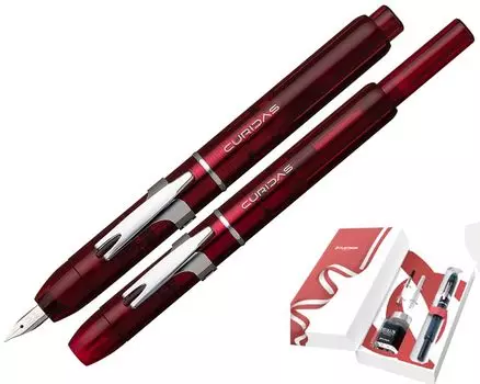 red and white new specification Platinum fountain pen fountain pen Curidas Christmas limited package Grand red EF type (Real case) knock-type