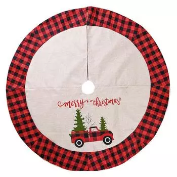 Red Attractive Black Plaid Christmas Tree Skirt For Car Holiday Celebrations 120cm