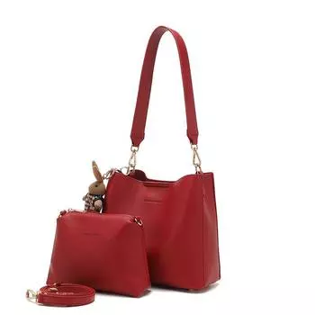 Red Bag Large Capacity Crossbody Bucket Bag Light Luxury Elegant Bridal Wedding Bag Commuter s All-Matching Underarm Bag Burgundy(Send pendant + gift bag)