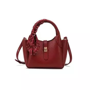 Red Bag Women High-Grade Bridal Wedding Bag Portable Vegetable Basket Bag Daily Available Messenger Bag Birthday Gift Burgundy(Send silk scarf + gift bag)