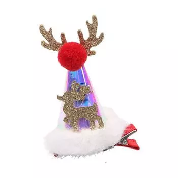Red Barrette Korean Hair Accessories Antler Headband Christmas Hat Hairpin Glow Children Hair Clip E