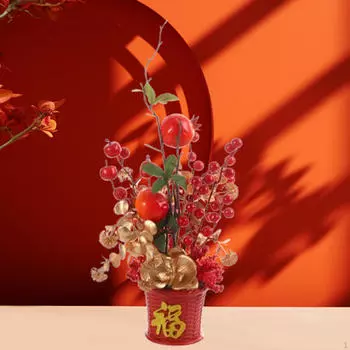 Red Berry Ornament Holiday Craft Traditional Artificial Flowers Bouquet Chinese Year