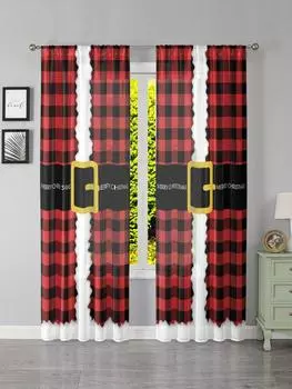 Red&black Checkered Santa Claus Curtains for Living Room Curtains for Bedroom Window Treatment Custom Made Blinds Finished Drape 50Wx60H(CM)x1Piece&Hook