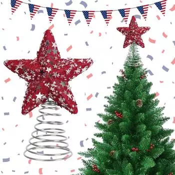 Red, Blue And Sequin Foam Tree Top Star Decoration Star Spring Star One Size