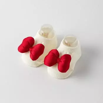 Red Bow Baby Socks Red Bowknot Christmas Sock for Infant Boy Girl Spring Autumn Cotton Kids Anti-slip Floor Sock Xmas Gifts fit 0-1 Year
