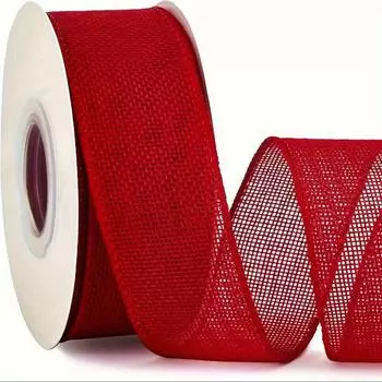 Red Burlap Ribbon with Wired Edge, 2.48-Inch x 10 Yards - Perfect for Large Bows, Garlands & Outdoor Decorations