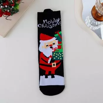 Red Cartoon Santa Claus Snowman Socks Women s Autumn and Winter Socks 1 pair