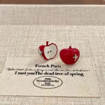 Red Cherry Beaded Earrings Women s Earrings Suitable for Summer 2025 New Arrival Best Selling Fancy Cute Earrings Red Apple Land (Asymmetric)