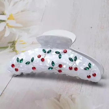 Red Cherry Shape Hair Clip With Stone Pattern In Large Acrylic Hair Claws for Women Thick Hair Cherry Hair AccessorIes