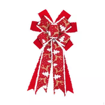 Red Christmas Ribbon Bows Pendant Wreath Ornament for Basket