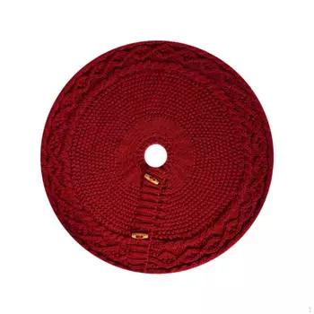 Red Christmas Tree Skirt 18.11 inch Dia Reusable Round Ornament Mat for Indoor