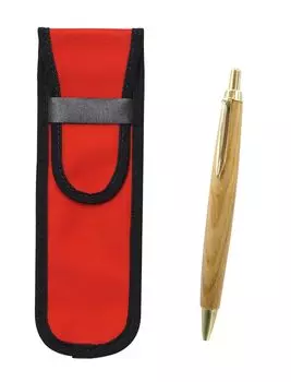 Red Cloth Pencil Case with Retro Maple Ballpoint Pen Set Two-Pack (NK02R-HS47S-2)