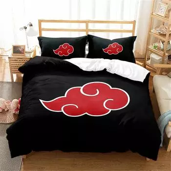 Red Cloud Anime 3D Cartoon Duvet Cover Sets Comforter Bed LinenKids Bedding Set Akatsuki Japan Twin Queen King Single Size Gift cot size 70x133cm
