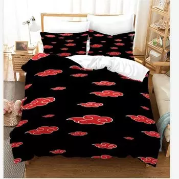 Red Cloud Anime 3D Cartoon Duvet Cover Sets Comforter Bed LinenKids Bedding Set Akatsuki Japan Twin Queen King Single Size Gift EU single(135x200cm)