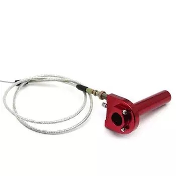 Red Cnc Motorcycle Throttle Turn Grip Twist Cable 7/8 22Mm Handbar Scooter Atv
