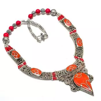 Red Coral Handmade Jewelry Necklace 18 u1N24