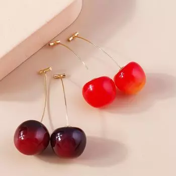 Red Dangle Earrings Resin Women Jewelry Simulation Fruit Eardrop Daily Wear глубокий/красный