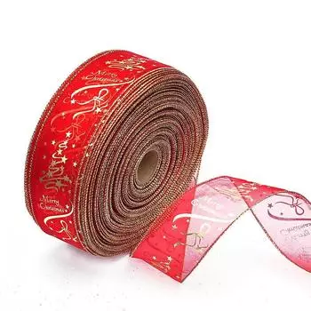 Red Fabric Luxurious Christmas Tree Ribbon 63 By 200cm Festive Wrap Gift