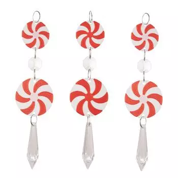 Red Festive 3pcs And White Candy Cone Ornaments For Christmas Tree Decorations
