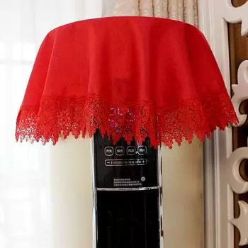 Red Festive Lace Cylindrical Vertical Air Conditioner Cover Living Room Wedding Fabric Cabinet Dust Cover Neutral Cover Cloth Red gauze water chestnut lace Circle: 83cm