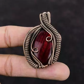 Red Fire Labradorite Pendant Copper Wire Wrapped Pendant Handmade Gemstone Pendant Copper Wire Wrapped Jewelry Engagement Gift Women Pendant
